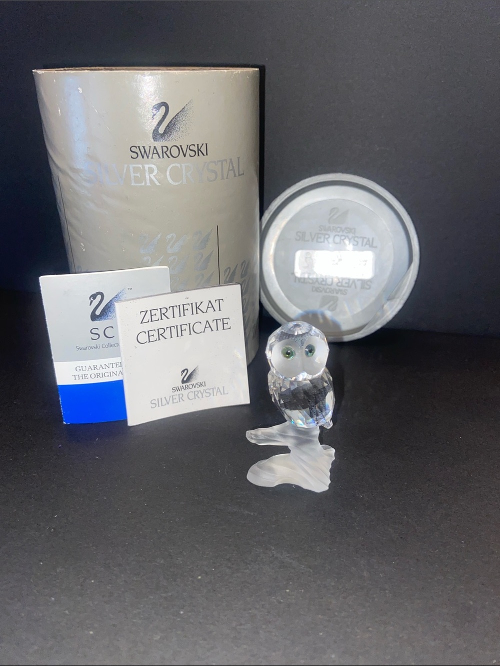 Swarovski Silver Crystal Owl Figurine - Clear